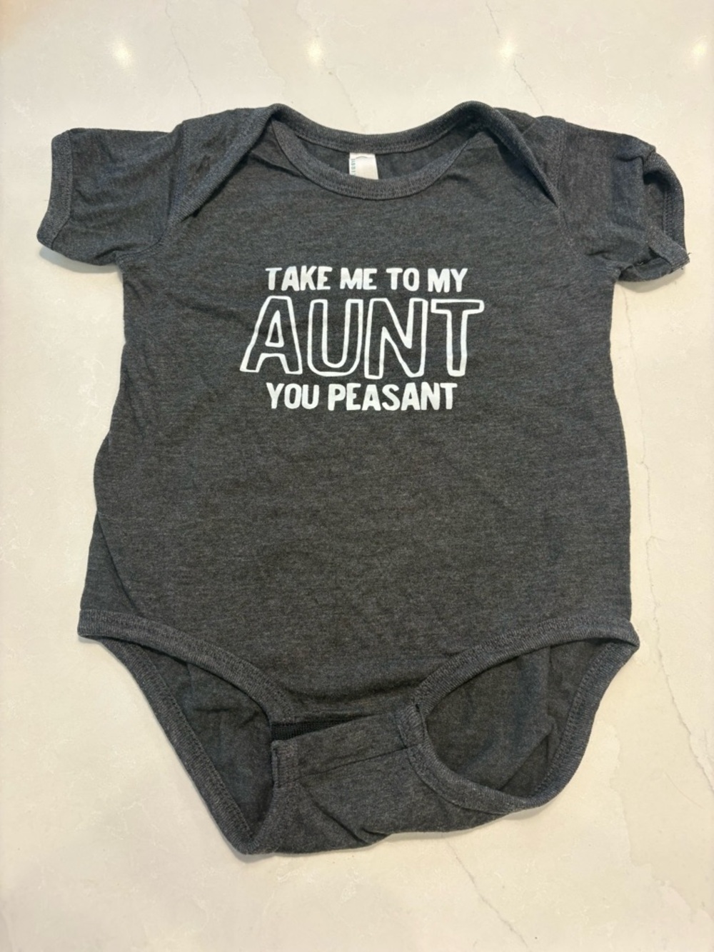 Rabbit Skins Charcoal and White 'Take Me To My Aunt You Peasant' Baby One-Piece